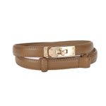 Women Durable Holiday Genuine Leather Skinny Slim Elegant Waist Belt Adjustable
