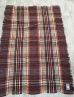 National Trust All Wool Blanket Picnic Throw Burnt Orange Tartan Fringed