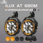 Pair Motorcycle LED Auxiliary Driving Spot Fog Lights Hi/low Beam Adventure Bike