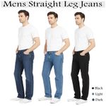 Mens Regular Fit Jeans Straight Leg Denim Trouser Pants Big Tall All Waist Sizes