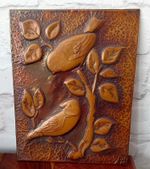 Arts And Crafts Copper Bird Wall Art  Hammered / Plenished Signed AM