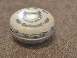 vintage ceramic trinket box centennial Raffles Hotel Singapore.  VGC Handpainted