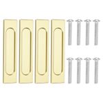 4Pcs Sliding Closet Door Handles 6" Aluminum Alloy Finger Push Pulls, Gold