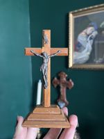 Vintage Wooden Standing Crucifix Jesus Christ Tabletop Cross Catholic Religious
