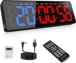 13" Gym Timer, Gym Clock With Stopwatch, Count Down/Up, Stopwatch, Remote Contro