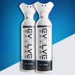 Evolve Oxygen Cans - 44 Litres - 2 Pack - Inhaler Cup - Breathing oxygen can