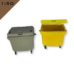 2x COMMERCIAL WASTE BIN Weelie Waste Bin 1:50 Scale Model Miniature Scenery