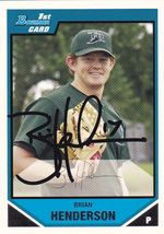BRIAN HENDERSON TAMPA BAY RAYS SIGNED 2007 BOWMAN PROSPECT BASEBALL CARD