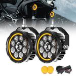2X 4.5inch LED Headlight Amber DRL Motorcycle Auxiliary Lights With Hi&Low Beam