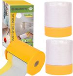 BLOSTM 3 x Adhesive Dust Sheet Roll 55cm x 30m Plastic Dispenser Tape Protector