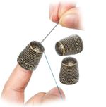 2 x Metal Thimble Bronze Coloured Finger Protector Sewing Needle Antique Design