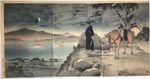 Kiyochika Woodblock Print Triptych: Scouts Reconnoitering near the Yalu River