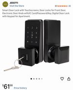 JESSTTI Keypad Smart Lock Black Touchscreen Modern E012-1816-CKY