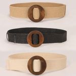 Natural Style Women PP Straw Waist Belt Bohemia Style Woven Belt For Casual Wear