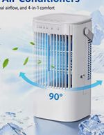 Portable Cooling Fan with 7-Color Night Light, 900ml Capacity, USB Powered