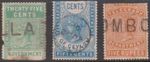 (F266-197) 1880s Ceylon mix of 3stamps telegraph 25c to R5 (GV)  (BD09)