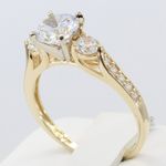 2.78 TCW Round Cut Moissanite Three-Stone Engagement Ring 14K Yellow Gold Plated