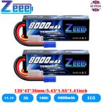 2x Zeee 3S Lipo Battery 8000mAh 11.1V 100C EC5 Hardcase for RC Car Boat Drone