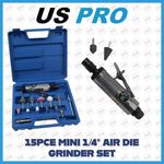 US PRO 15pc MINI 1/4" AIR DIE GRINDER SET 8419