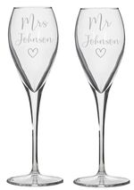 Personalised Couples' set of Bubble Champagne Flutes Mr & Mrs Wedding Gifts
