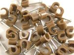 50 Pack of Brown TV Aerial, Sky & Satellite 7mm Round Cable Clips, RG6, WF100 