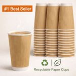 16oz Brown Ripple Triple Wall Insulated Paper Cups Hot & Cold Drinks EcoFriendly