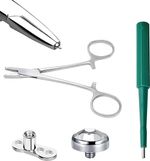 14G Dermal Piercing Kit 4mm CZ Base MicroDermal Anchor Hemostat Forceps Punch