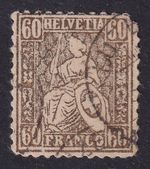 SWITZERLAND 1863 Sitting Helvetia 60c Copper-Bronze SG 59 Used Spacefiller