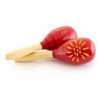 Tiger Decorated Red Wooden Maracas