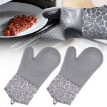 1Pair Silicone Oven Gloves aterproof Heat Resistant Non-Slip Thick Mitts Cooking