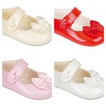 Baypods Baby Girls Shoes Bow Christening/Wedding/party/Pram 0-18 Mos MADE IN UK