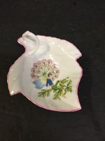 Vintage Antique Royal Worcester Fairy Botanical Leaf Shape Nut Candy Dish plate 