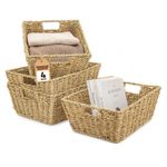 LIVIVO Seagrass Basket Set of 4 Natural Storage Hampers Woven with Handles