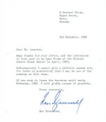 Ron Greenwood Signed England & West Ham Manager 8x6 Inch TLS 3rd Dec 1982UACC RD