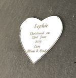 Personalised Heart Christening Keepsake Gift In 2Inch Silver MirrorWith Gift Bag