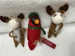 Vintage Felted Pottery Barn Cardinal  + 2 Moose