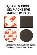 Self Adhesive Magnetic Discs & Squares 22mm 25mm 30mm 32mm 3M Backed Craft Pads