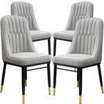 4Pcs Faux Leather Dining Chairs Gold Leg Complete Home Dining Furniture Set UK✅