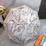 Cream Chain Print Folding Umbrella with Matching Storage Box