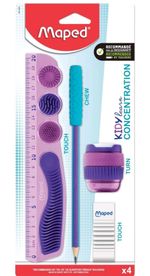 - Kidy Learn Concentration Purple Stationery Set - Unbreakable 20Cm Ruler, Penci