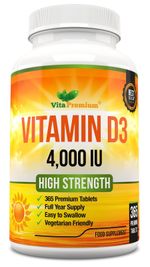 Vitamin D 4,000 IU Tablets, Maximum Strength D3 365 count (Pack of 1)
