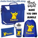 Personalised Pikachu Junior Book Bag Back To School Create Your Own Bundle Kids
