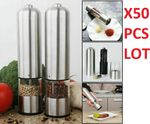 50 PCS Wholesale Electric Salt Pepper Mill Herbs Spices Grinder Stainless Steel