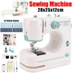 Portable Sewing Machine With Foot Pedal, Lock-Stitching, Double-Needle White UK
