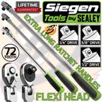 SIEGEN Extra Long Flexible Ratchets 1/2"Dr 3/8" 1/4" Drive 72T Reversible Handle