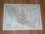 1897 ANTIQUE DATED MAP OF MEXICO / YUKATAN / TEXAS