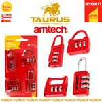 4 x AMTECH Combination Padlock Set 3 DIGIT Travel Suitcase Luggage 4T Locks UK