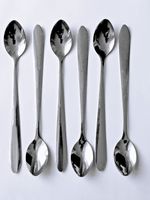 6 Long Handled Cocktail Spoons Knickerbocker Latte Sundae Teaspoons Bar Tool