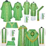 Gothic Green Solemn High Mass Set, New, Chasuble, Dalmatic, Tunicle, Cope, Veil