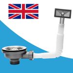 114mm Kitchen Sink Waste Kit, Sink Strainer Plug with Square Overflow Pipe Set